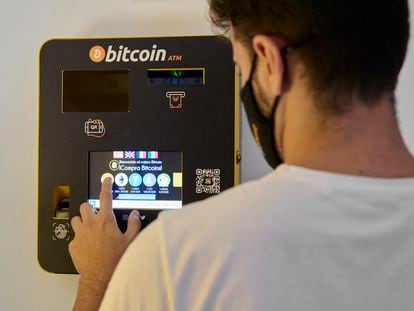 A Bitcoin ATM in Palma de Mallorca, Spain,