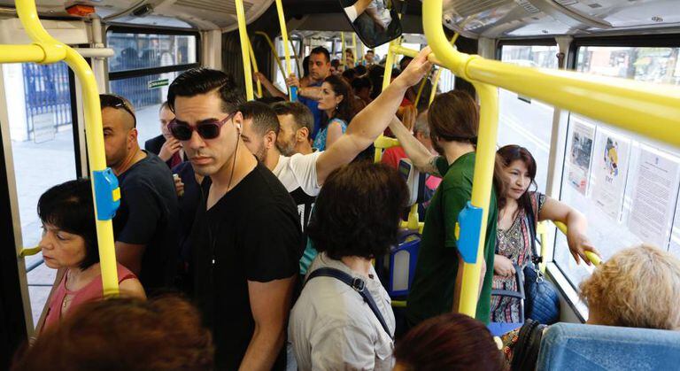 One of the replacement Metro buses on Monday.