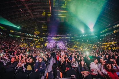 The audience awaits a performance at a concert at the Arena Monterrey in Mexico this March.