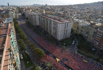 The packed streets of Barcelona during the Diada march on Friday afternoon. 