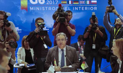 Interior Minister Juan Ignacio Zoido at the G6 meeting in Seville on Monday.