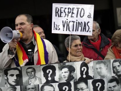 Victims of Francoism hold a rally in Madrid.