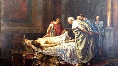 'Nero before the corpse of his mother, Agrippina', painting by Arturo Montero y Calvo from the Museum of Jaén.