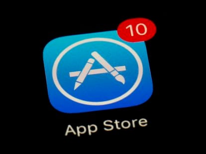 Apple's App Store icon is displayed on an iPad in Baltimore, March 19, 2018.