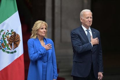 US President Joe Biden and First Lady Jill Biden at the National Palace in Mexico City on Monday.