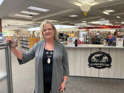 Medina Zick, the director of the Mustang Public Library in Scottsdale, Arizona, which has been converted into a heat relief center, on July 20, 2023

