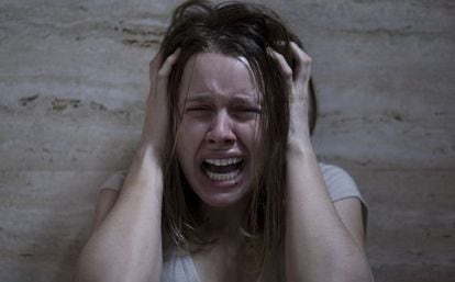 Spanish cinema in crisis: actress Manuela Vell&eacute;s in a scene from 2010 horror movie &#039;Secuestrados,&#039; directed by Miguel &Aacute;ngel Vivas.