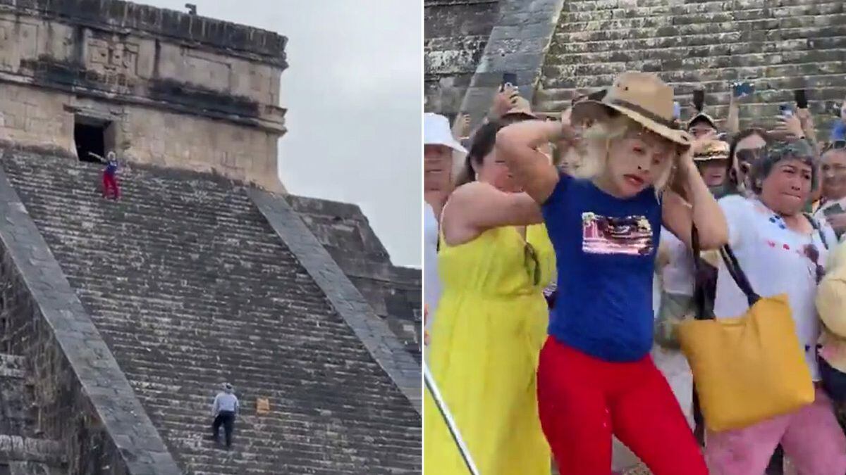tourist who climbed mayan pyramid