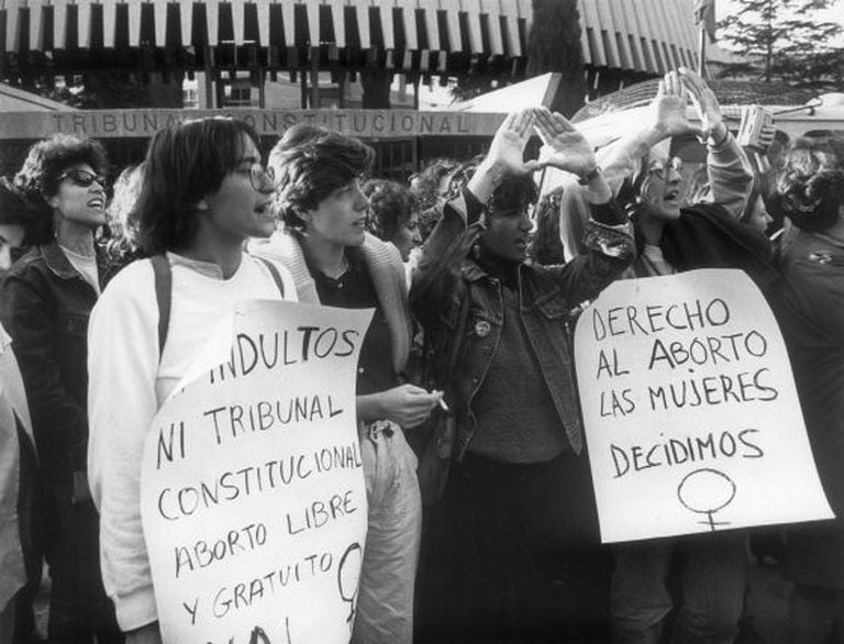 An early demonstration in favor of abortion rights for women.