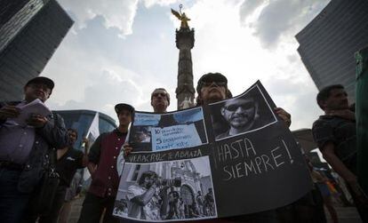 A demonstration held in Mexico City to protest the death of journalist Rubén Espinosa.