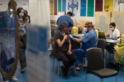 Vaccination site in Barcelona.
