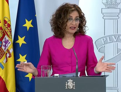 Government spokesperson María Jesús Montero during Tuesday’s press conference.