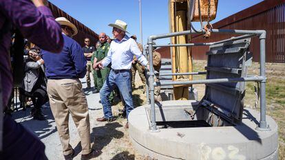 The US ambassador to Mexico, Ken Salazar, shows a ‘narco-tunnel’, May 2022.