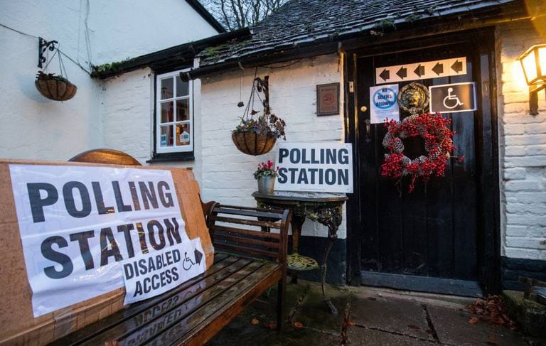 A polling station in Priors Dean, in the south of England.