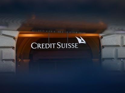 Credit Suisse logo at its headquarters in Zurich, Switzerland.