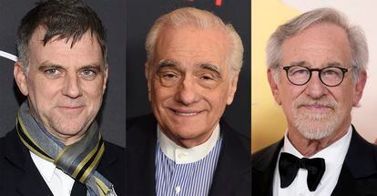 From left to right, Paul Thomas Anderson, Martin Scorsese and Steven Spielberg.