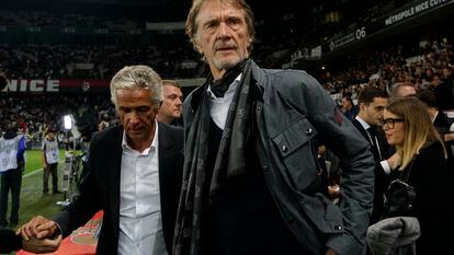 Sir Jim Ratcliffe looks on ahead of the French League One soccer match between Nice and Paris Saint Germain in Allianz Riviera stadium in Nice, southern France, on Oct.18, 2019.