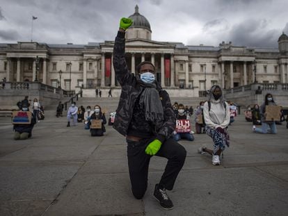 Black Lives Matter protests in Trafalgar Square, London, in 2020.