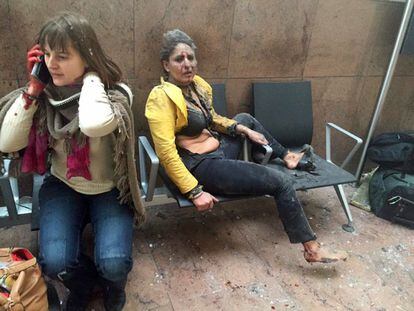 Two women wounded in blasts at Zaventem Airport in Brussels, Belgium, on Tuesday.