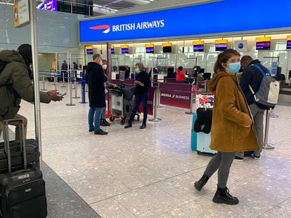 British travelers trying to check in for a flight to Spain at Heathrow airport this weekend.