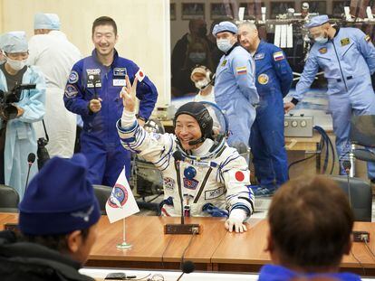 Japanese billionaire Yusaku Maezawa before traveling to the International Space Station in December 2021.