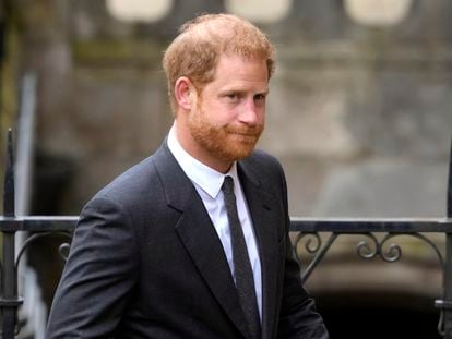 Britain's Prince Harry arrives at the Royal Courts Of Justice in London, Thursday, March 30, 2023.