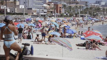 Tourists in Mallorca, where hundreds of British holidaymakers made bogus food poisoning claims.