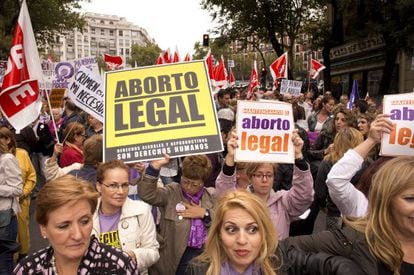 A demonstration in Madrid earlier this year in support of abortion on demand.