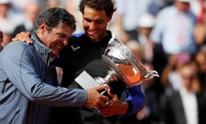 Toni and Rafa Nadal celebrate the Roland Garros victory in June.