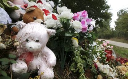 Stuffed toys left at this site where Asunta&#039;s body was discovered.