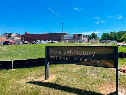 This July 2022 photo shows a lab in Lansing, Mich., where the state health department tests blood from newborns for more than 50 rare diseases.