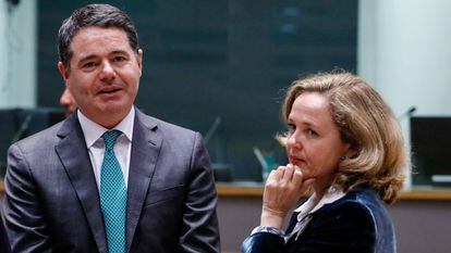 Paschal Donohoe, Ireland's finance minister, and Nadia Calviño, Spain's economy minister in Brussels in November 2018.