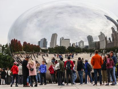 ‘Cloud Gate’, Anish Kapoor’s sculpture better known as ‘The Bean’, in Chicago’s Millennium Park.