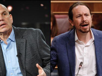 ‘The Wire’ creator David Simon (l) and Spanish Deputy Prime Minister Pablo Iglesias.