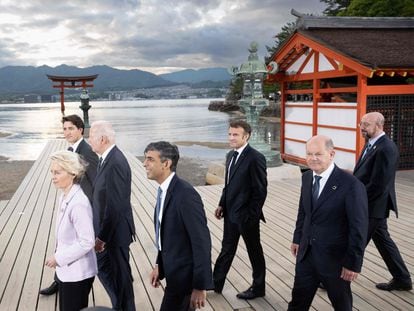 G7 leaders during a visit to the island of Miyajima.