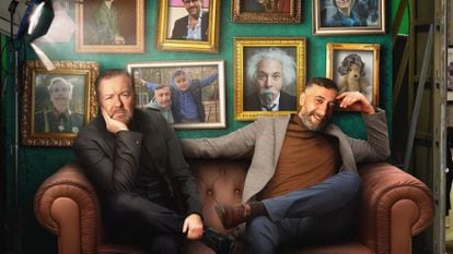 Ricky Gervais (left) and Kida Khodr Ramadan in 'German Genius.'