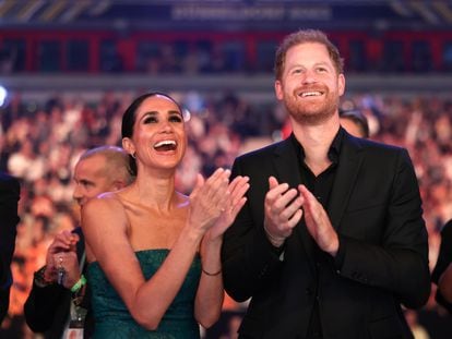 Prince Harry and Meghan Markle, Duke and Duchess of Sussex, at the closing of the Invictus Games in Düsseldorf, Germany, in September 2023.