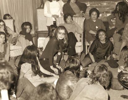Gloria Steinem at a political meeting at the university, circa 1970.

