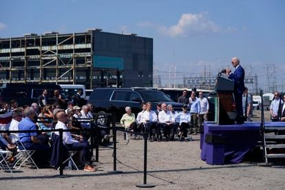President Joe Biden speaks about climate change and clean energy at Brayton Power Station, July 20, 2022, in Somerset, Massachusetts.