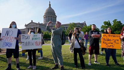 A pro-choice protest, last Tuesday, in front of the Oklahoma State Capitol.