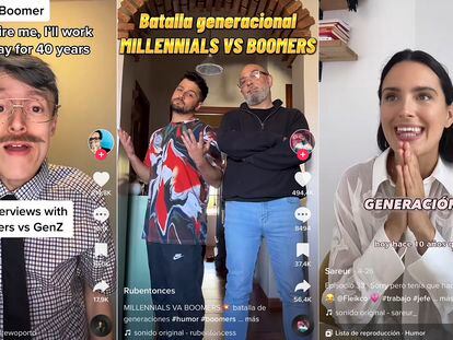 Screenshots of TikTok videos comparing different generations.