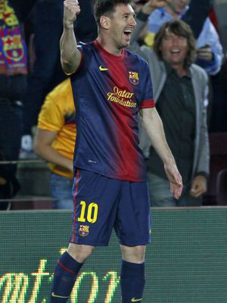 Barcelona's Lionel Messi celebrates a goal against Real Betis during their match at Camp Nou stadium on Sunday.