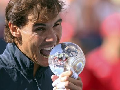 Nadal in Montreal with trophy number eight in 2013.