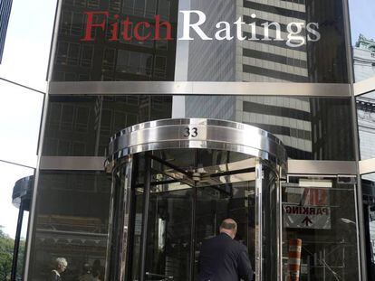 This photo shows signage for Fitch Ratings in New York.