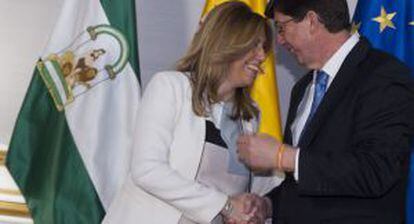 Susana Díaz became Andalusian premier with help from Ciudadanos' Juan Marín.