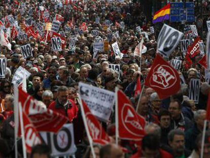 A protest in Madrid on Sunday against cuts to spending on education and healthcare.