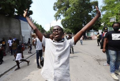 A demonstrator is injured during a nationwide strike to protest the security crisis in Haiti.