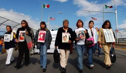 Women march in memory of femicide victims in Ciudad Juárez.