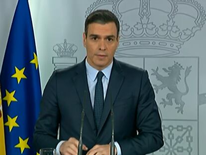 Prime Minister Pedro Sánchez at a press conference on Sunday.