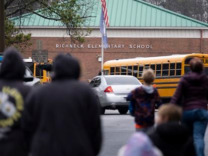 Students return to Richneck Elementary in Newport News, Va., on Monday, Jan. 30, 2023.